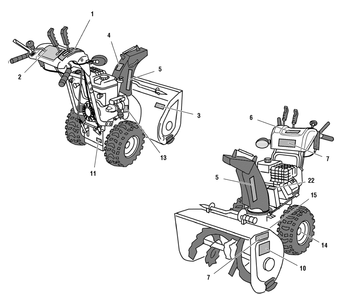Decal Group Diagram and Parts List for 1695339-966D 2007 Briggs and Stratton Snow Blower